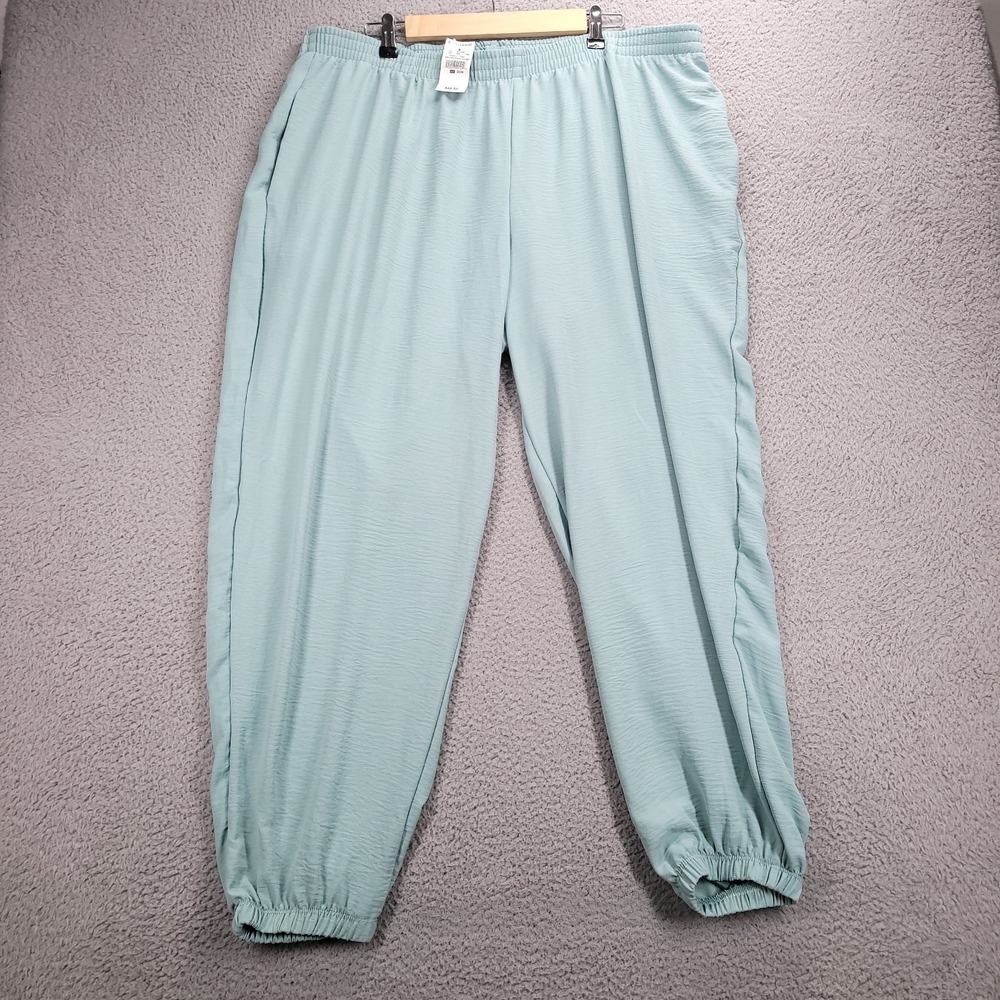 ASHLEY Stewart Pants Size 22/24 Light Green Lightweight Airflow Jogger NEW